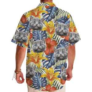 Flower Bud Shirt - Personalized Custom Cat Photo Hawaiian Shirt