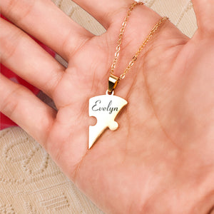 Friendship Puzzle Hearts - Personalized Heart Puzzle Name Necklace - Gift For Family, Friends