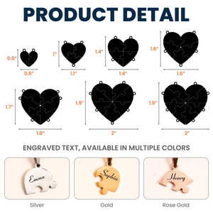 Friendship Puzzle Hearts - Personalized Heart Puzzle Name Necklace - Gift For Family, Friends