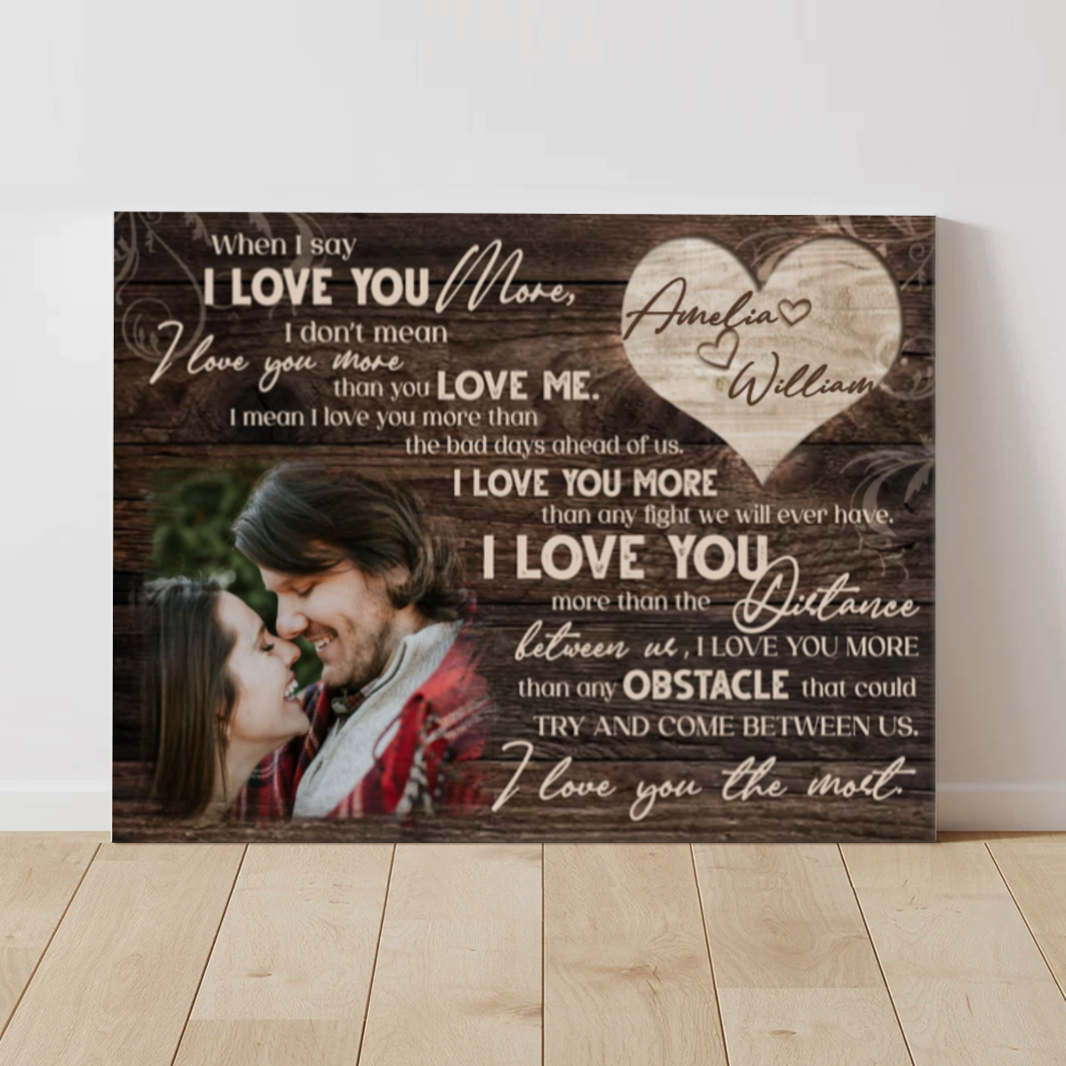 I Love You More Couple Photo Canvas, Personalised Photo Gift For Him, Anniversary Gift For Husband, Gift For Boyfriend