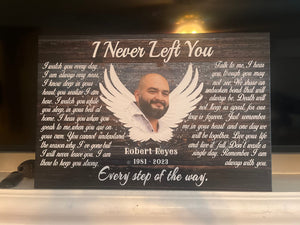 Personalized Canvas Prints, Custom Photo, Memorial Gifts, Sympathy Gifts, Angel Wings I Never Left You Love Dem Canvas