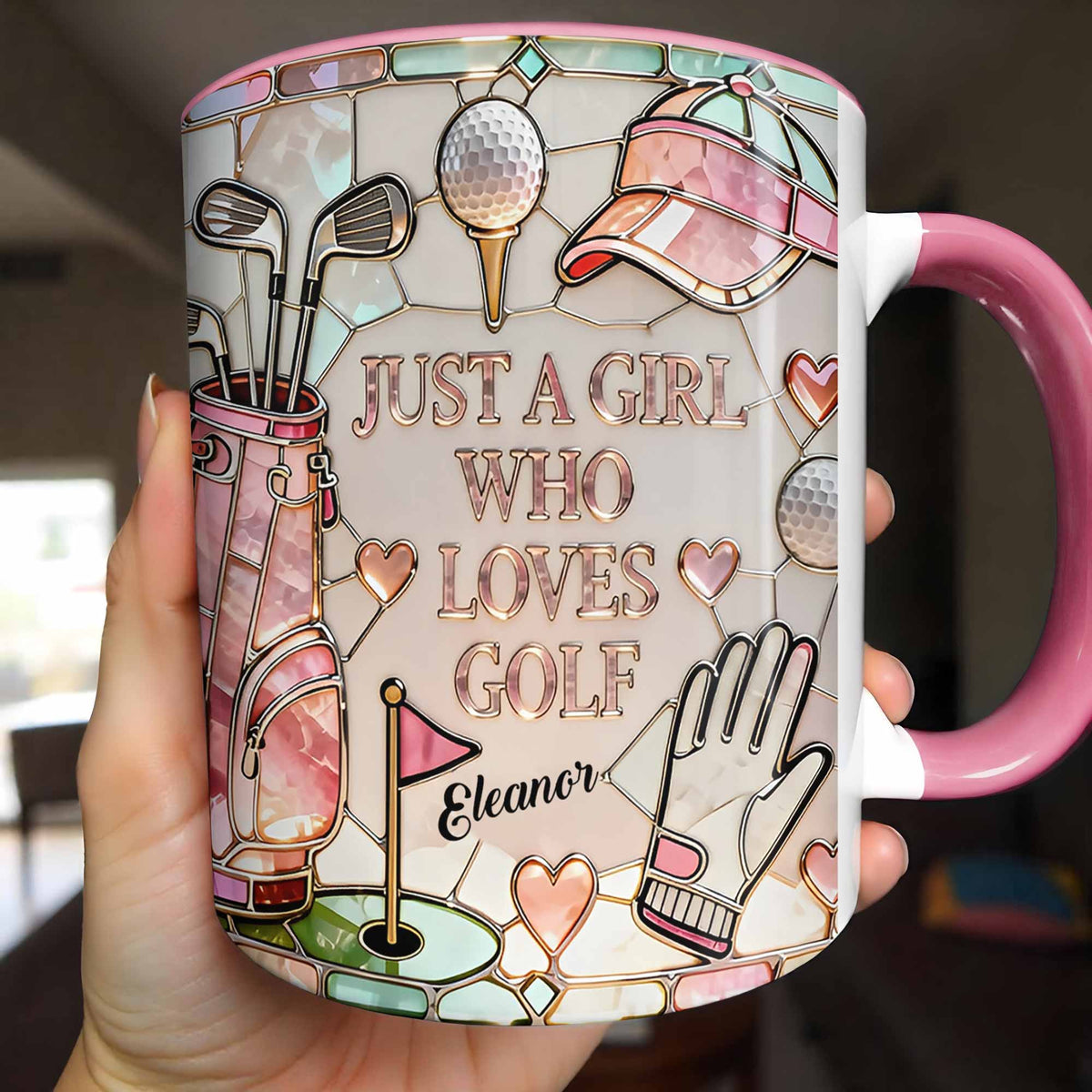 Just A Girl Who Loves Golf, Custom Accent Mug, Gift For Golf Lovers