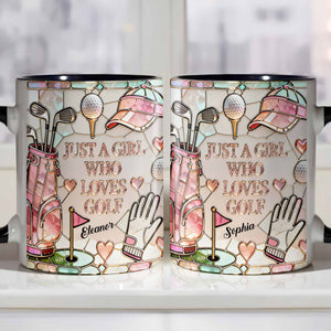 Just A Girl Who Loves Golf, Custom Accent Mug, Gift For Golf Lovers