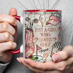 Just A Girl Who Loves Golf, Custom Accent Mug, Gift For Golf Lovers