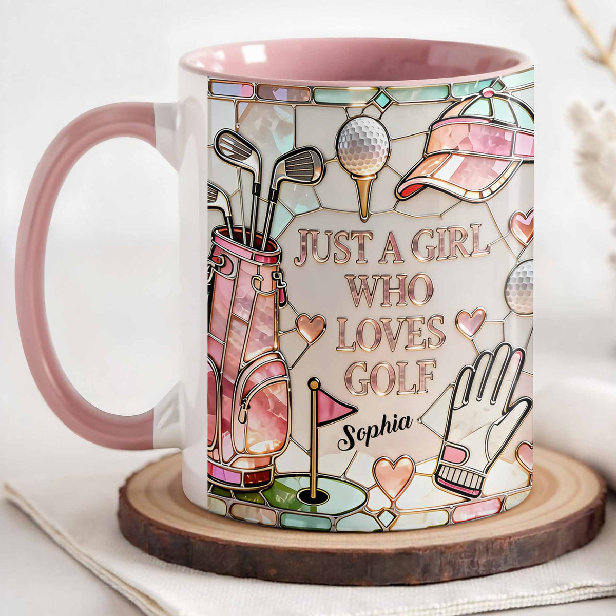 Just A Girl Who Loves Golf, Custom Accent Mug, Gift For Golf Lovers