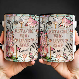 Just A Girl Who Loves Golf, Custom Accent Mug, Gift For Golf Lovers