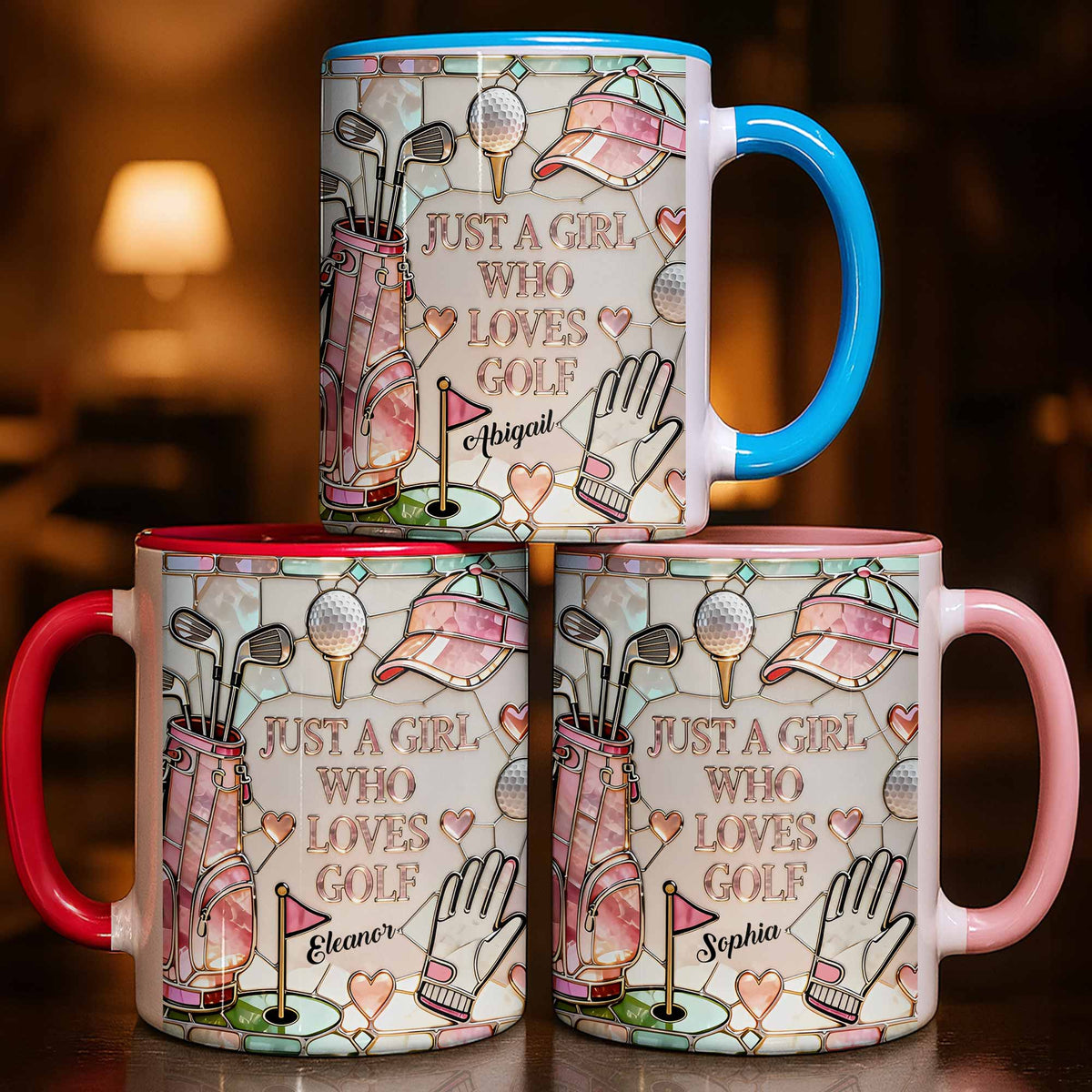 Just A Girl Who Loves Golf, Custom Accent Mug, Gift For Golf Lovers