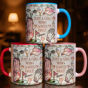 Just A Girl Who Loves Golf, Custom Accent Mug, Gift For Golf Lovers