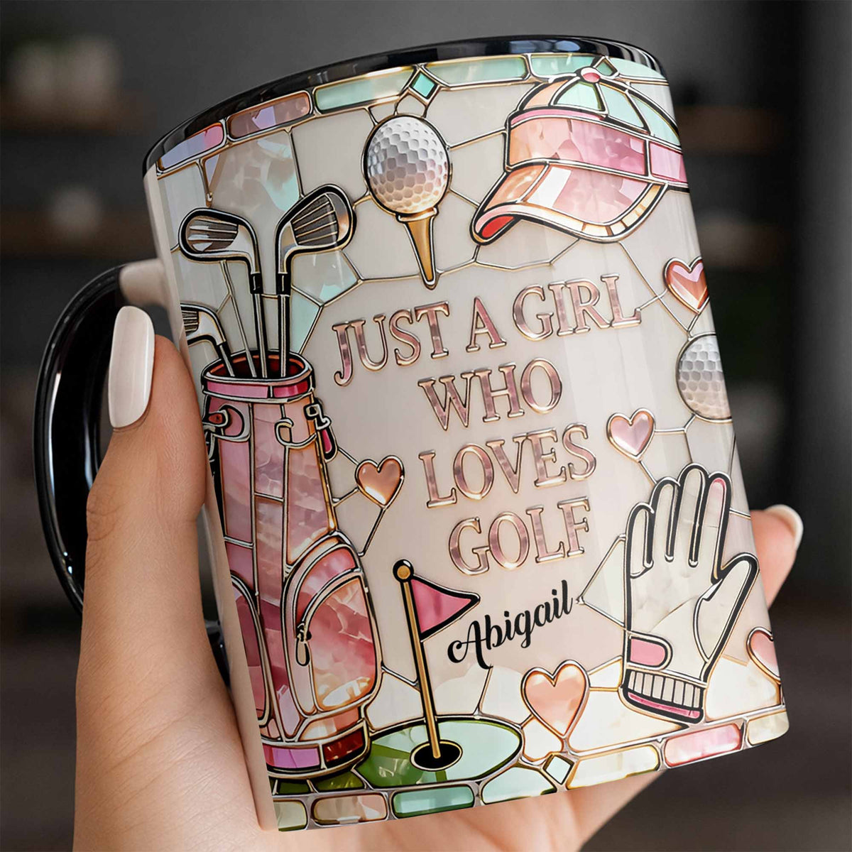 Just A Girl Who Loves Golf, Custom Accent Mug, Gift For Golf Lovers