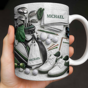 Customizable Golf Themed Mug With Clubs And Balls, Coffee Mug, Perfect Gift For Golf Lovers