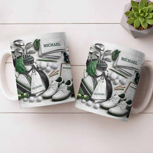 Customizable Golf Themed Mug With Clubs And Balls, Coffee Mug, Perfect Gift For Golf Lovers