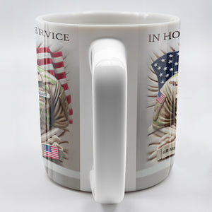 In Honor Of Service, Military Uniform and U.S. Flag, Custom Coffee Mug, Gift For Veterans