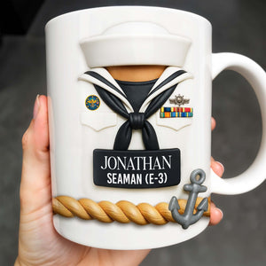 Celebrate Our Navy Heroes With Custom Navy Uniform And Anchor Design, Personalized Custom Coffee Mug, Gift For Navy Officers