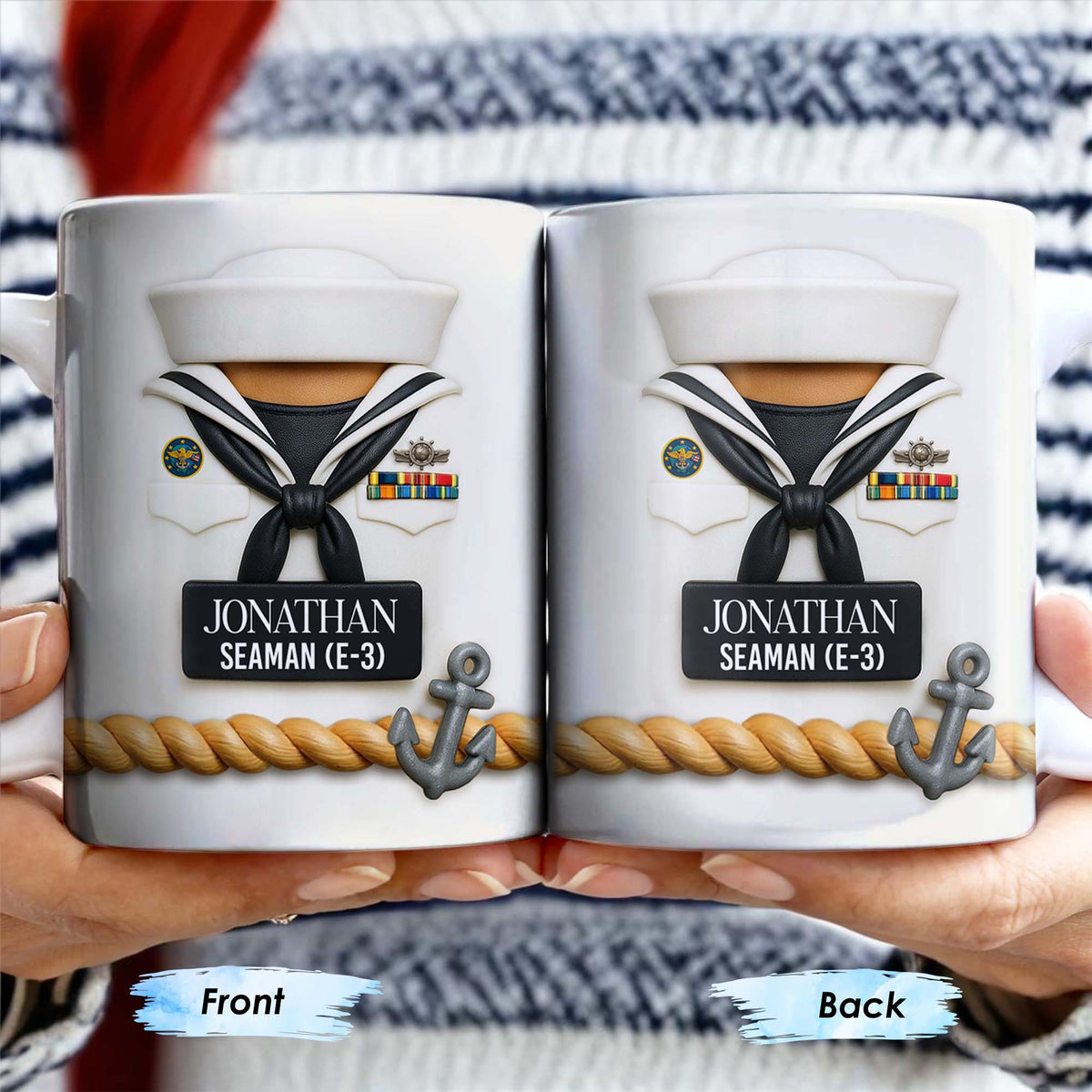 Celebrate Our Navy Heroes With Custom Navy Uniform And Anchor Design, Personalized Custom Coffee Mug, Gift For Navy Officers