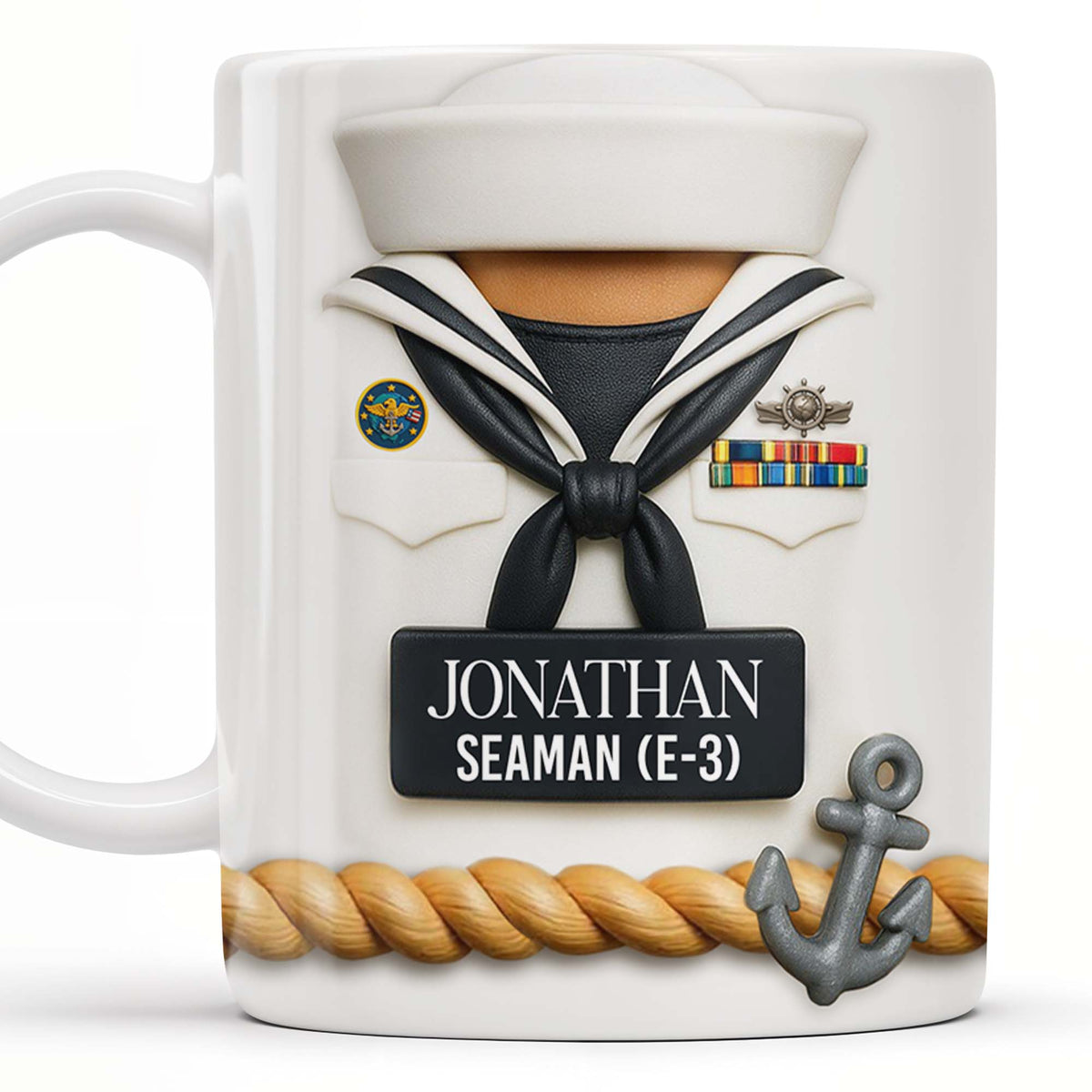 Celebrate Our Navy Heroes With Custom Navy Uniform And Anchor Design, Personalized Custom Coffee Mug, Gift For Navy Officers