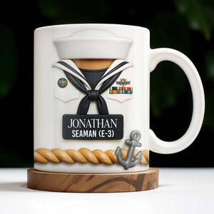 Celebrate Our Navy Heroes With Custom Navy Uniform And Anchor Design, Personalized Custom Coffee Mug, Gift For Navy Officers