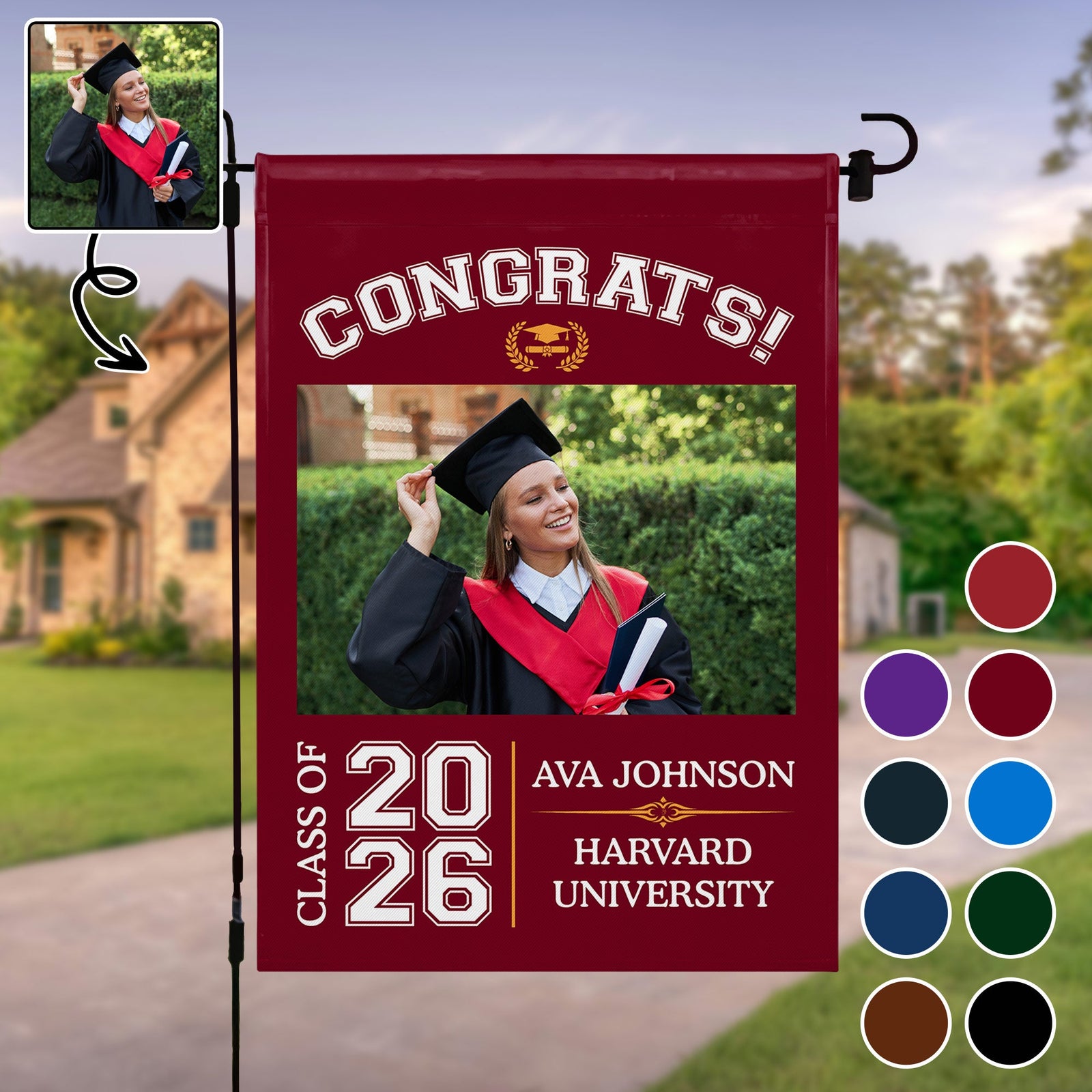 Congrats Class Of [Year], Personalized Flag, Gift For Graduates