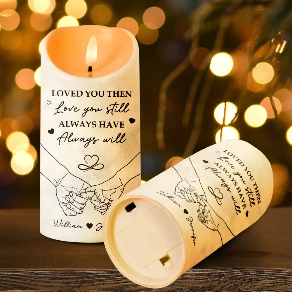 Heartfelt Personalized LED Candle for Couples: 'First Kiss Last Breath'