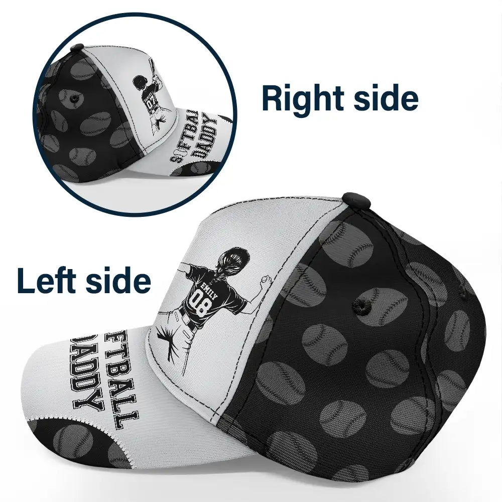 Baseball Softball Dad Papa Kids Backside Line Art - Personalized Classic Cap