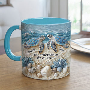 Sea Turtle Couple Accent Mug Personalized Forever By The Sea
