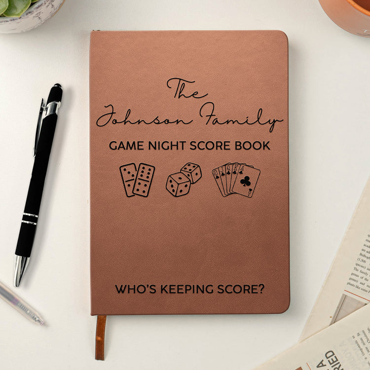 Game Night Score Book For Family, Couples, Grandparents, Board Game Lover - Personalized Leather Journal