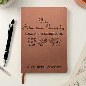 Game Night Score Book For Family, Couples, Grandparents, Board Game Lover - Personalized Leather Journal
