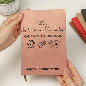 Game Night Score Book For Family, Couples, Grandparents, Board Game Lover - Personalized Leather Journal