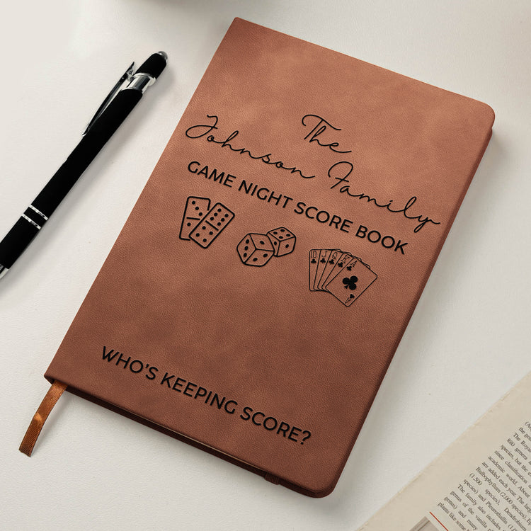 Game Night Score Book For Family, Couples, Grandparents, Board Game Lover - Personalized Leather Journal