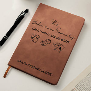 Game Night Score Book For Family, Couples, Grandparents, Board Game Lover - Personalized Leather Journal