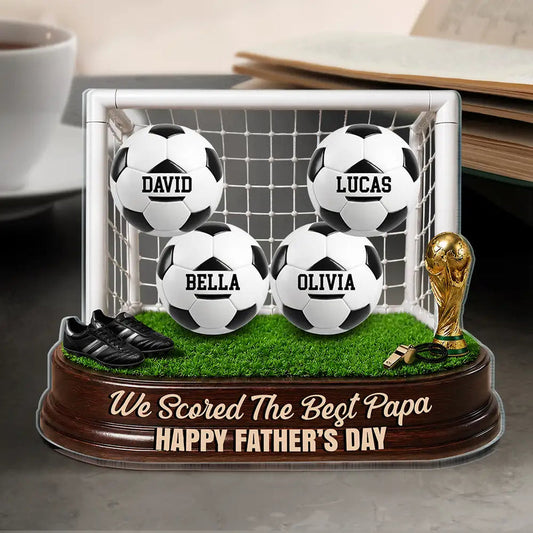 Game Day We Scored The Best Dad - Personalized Custom Shaped Acrylic Plaque