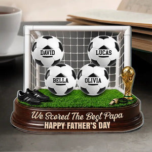 Game Day We Scored The Best Dad - Personalized Custom Shaped Acrylic Plaque