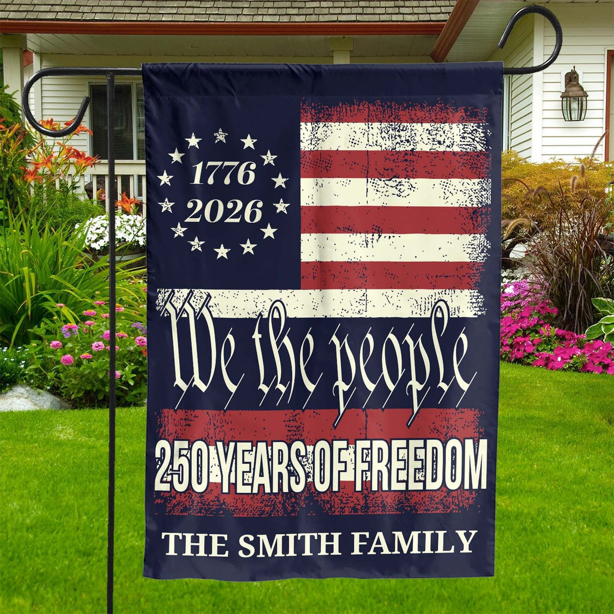 Personalized 250 Years Of Freedom Flag | Happy 250th Birthday USA Flag | Patriotic 4th Of July House Flag Garden Flag