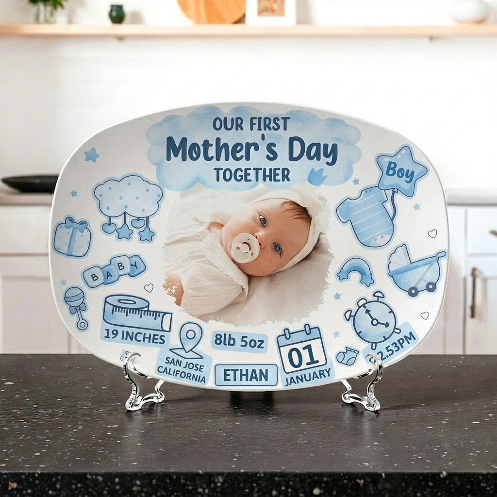 Our First Mother's Day - Personalized Custom Photo Ceramic Plate