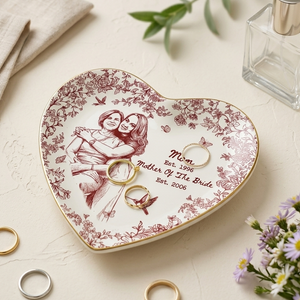 Custom Mother of the Bride Jewelry Tray, Custom Photo Toile de Jouy Ring Dish, Ceramic Tray, Gift for Mom, Mother's day gift