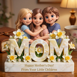 Floral Mom Keepsake with Photo - Personalized Mother Custom Shaped Acrylic Plaque