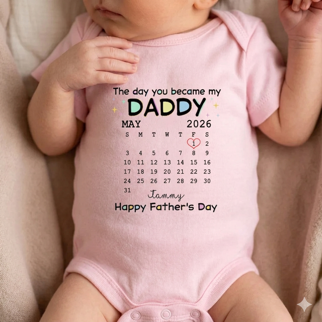 The Day You Become My Daddy - Personalized Custom Baby Onesie