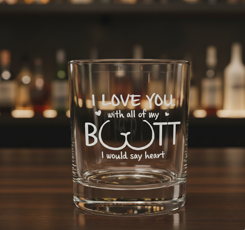 I Love You Personalized Whiskey glass For Husband, Custom Whiskey glass For Him, Funny Valentine Gift For Men, Anniversary Gift