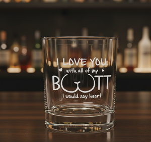 I Love You Personalized Whiskey glass For Husband, Custom Whiskey glass For Him, Funny Valentine Gift For Men, Anniversary Gift