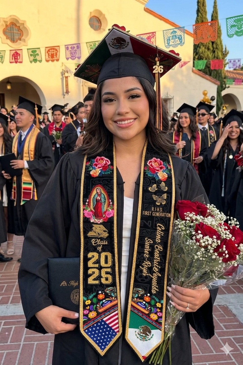 Custom Mexican Graduation Stole, Mexican Flag Graduation Sash 2026, Mexico Pattern Stole, Custom Name & School Sash Senior Graduation Gift