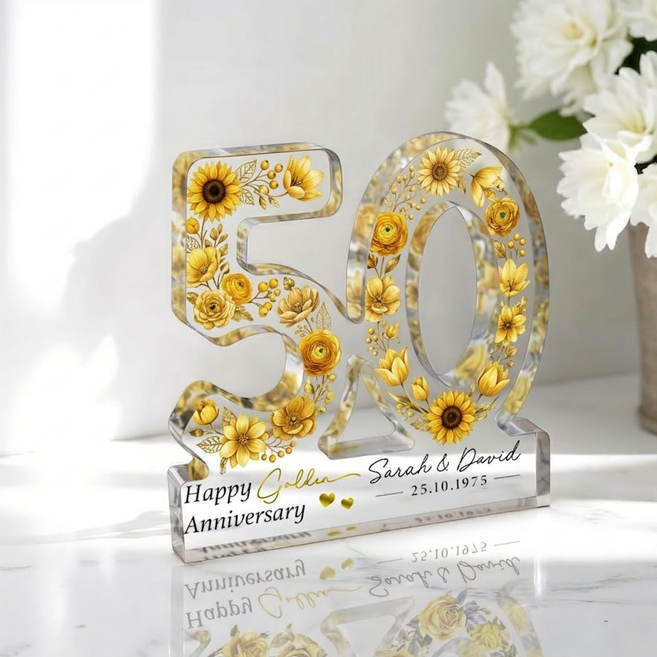 Personalised 50th Anniversary Gift, Golden Anniversary Plaque, Anniversary Gifts, 50th Anniversary Gift for Husband Wife Parents
