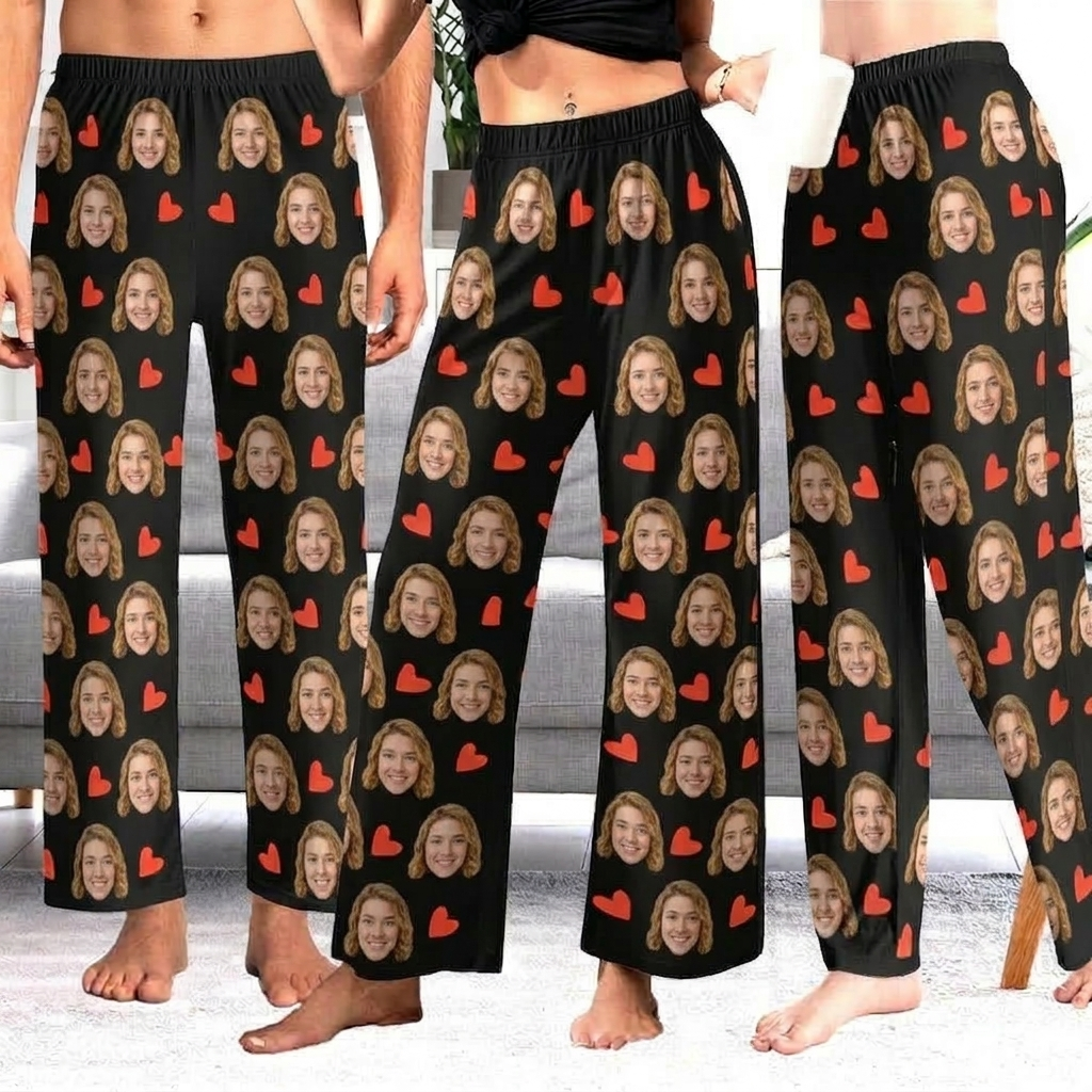 Custom photo pajama pants for Women Men, Personalized Face pajama pants socks, Gift for Wife Husband, Anniversary Gift,Birthday Wedding Gift