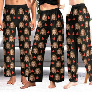 Custom photo pajama pants for Women Men, Personalized Face pajama pants socks, Gift for Wife Husband, Anniversary Gift,Birthday Wedding Gift