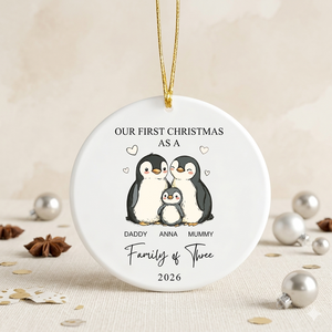 Family of Three Christmas Ornament, Family of 3, Custom New Family Ornament, Baby's First Christmas Ornament, Personalized Family Ornament