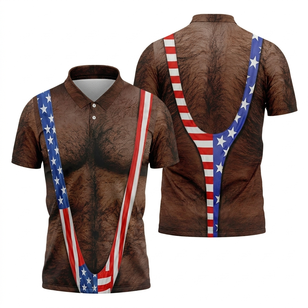 Hairy Body Funny Custom Shirt Patriotic Golf Shirt, 250th Anniversary 4th Of July Golf Shirts For Men
