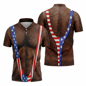 Hairy Body Funny Custom Shirt Patriotic Golf Shirt, 250th Anniversary 4th Of July Golf Shirts For Men