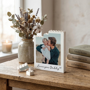 Custom Daddy and Me Brick Photo Block, Fathers Day Gift, Gift for Dad, Personalized Photo Building Block, Dad Puzzle Gift, Gift For Husband