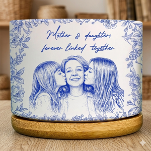 Custom Photo Pencil Sketch A True Friendship Is A Journey Without An End - Personalized Ceramic Plant Pot Gemini_Generated_Image_arwlhharwlhharwl.png