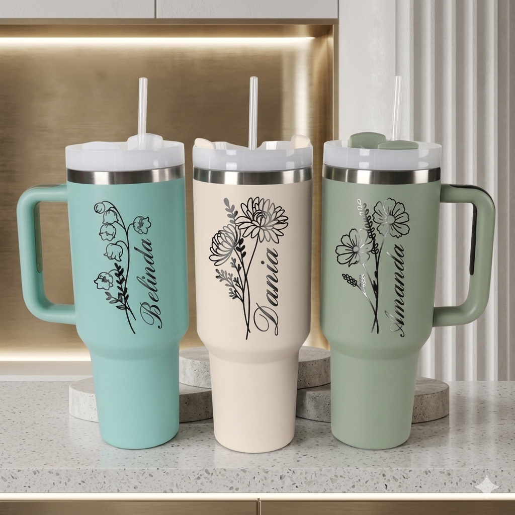 Bridesmaid gifts, Bridesmaid Proposal, Personalized Tumbler With Handle & Straw, Custom Wedding Cups, Bachelorette Party Gifts