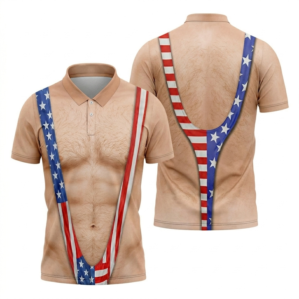 Hairy Body Funny Custom Shirt Patriotic Golf Shirt, 250th Anniversary 4th Of July Golf Shirts For Men