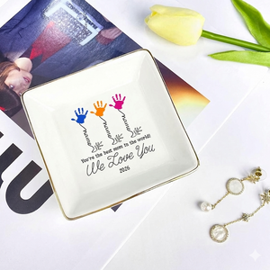 Custom Kids Name Hand Print Ring Trinket, Best Mom Jewelry Tray, Personalized Mothers Day Ring Dish, Birthday Gift for Mom Mother's Day Gift